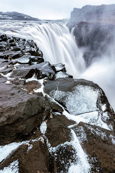 Dettifoss Waterval Het Noordoosten Van Ijsland Lange Belichting Schot Toont — Stockfoto