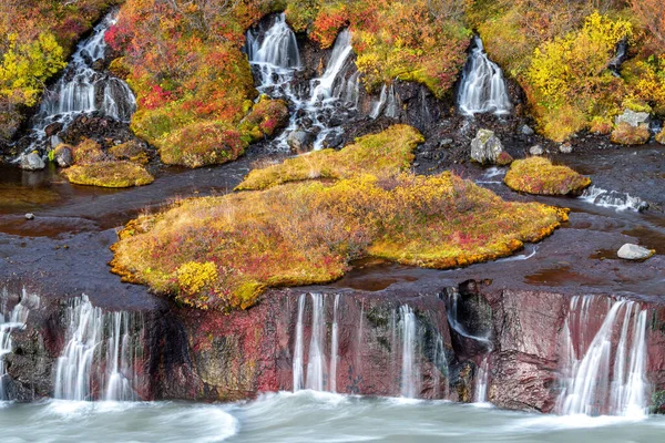 Hraunfossar Lava Falls Schiereiland Snaefellsnes Ijsland Deze Sprookjesachtige Locatie Ziet — Stockfoto