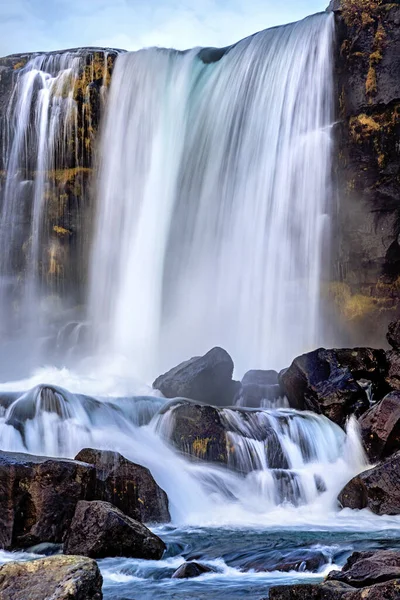 Oxarafoss Cascada Río Parque Nacional Thingvellir Islandia Larga Exposición Del — Foto de Stock