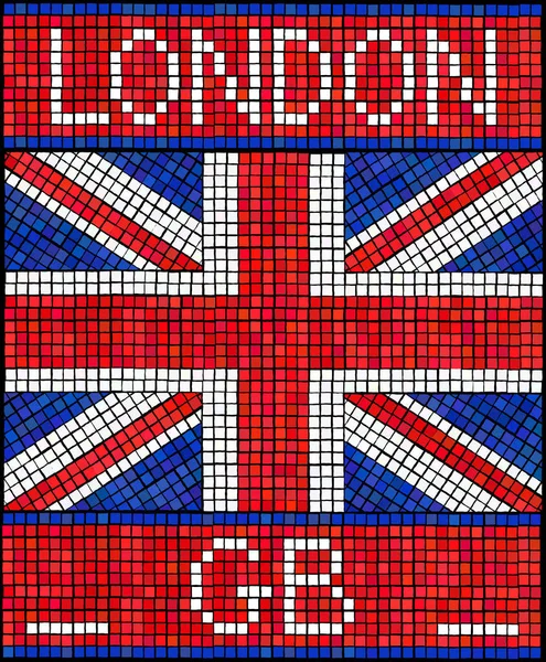 ロンドン 夏の休日またはダイヤモンド ジュビリーの概念 Tiles Veps10 ベクトル形式のモザイクから作られたユニオン ジャックの旗 — ストックベクタ