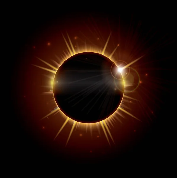 Illustrazione Raffigurante Eclissi Totale Del Sole Evento Che Raramente Visibile — Vettoriale Stock