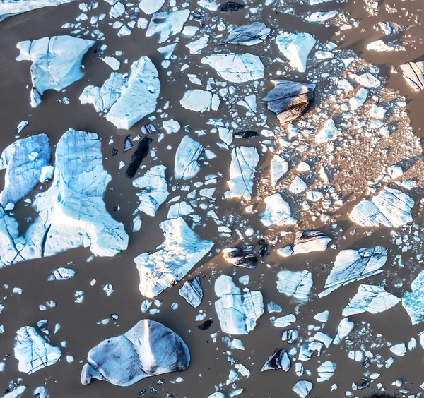 Όψη Των Μπλε Παγόβουνων Στη Λιμνοθάλασσα Του Παγετώνα Fjallsarlon Στη — Φωτογραφία Αρχείου