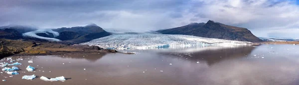 Panorama Fjallsarlon Glacier Lagoon Southern Iceland Part Vatnajokull Glacier Largest —  Fotos de Stock