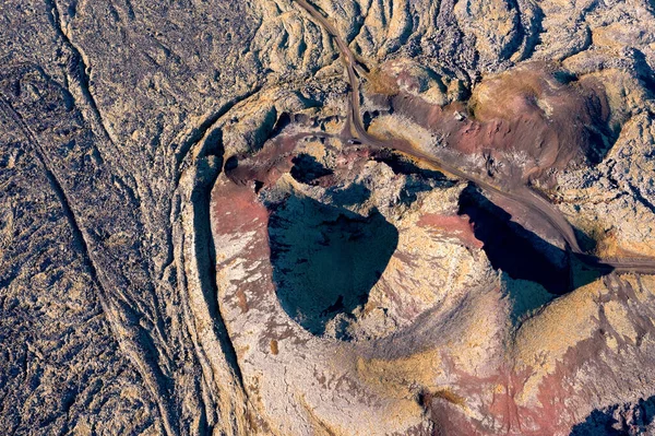 Kihalt Vulkánkráter Berserkjahraun Régió Lávamezői Snaefellsnes Félsziget Izland Egy Földút — Stock Fotó