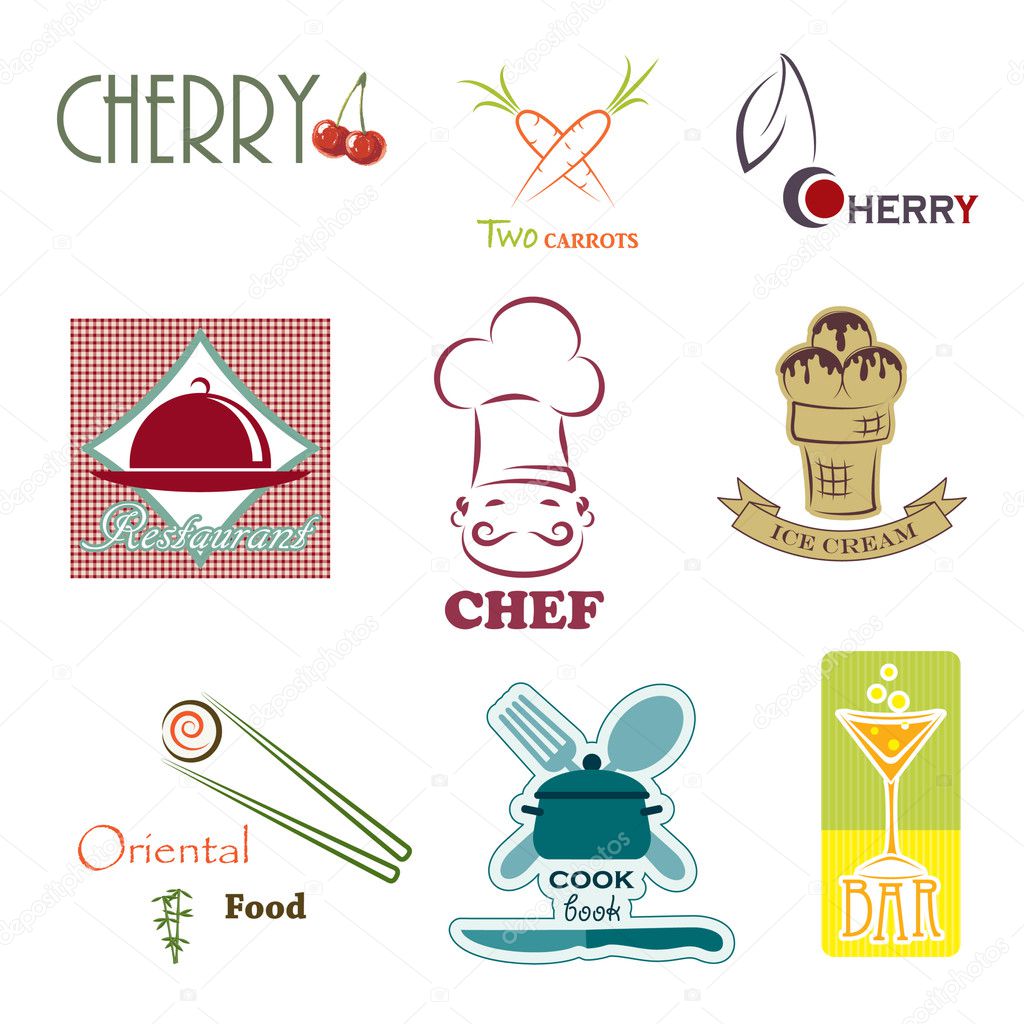 Nine creative vector food signs