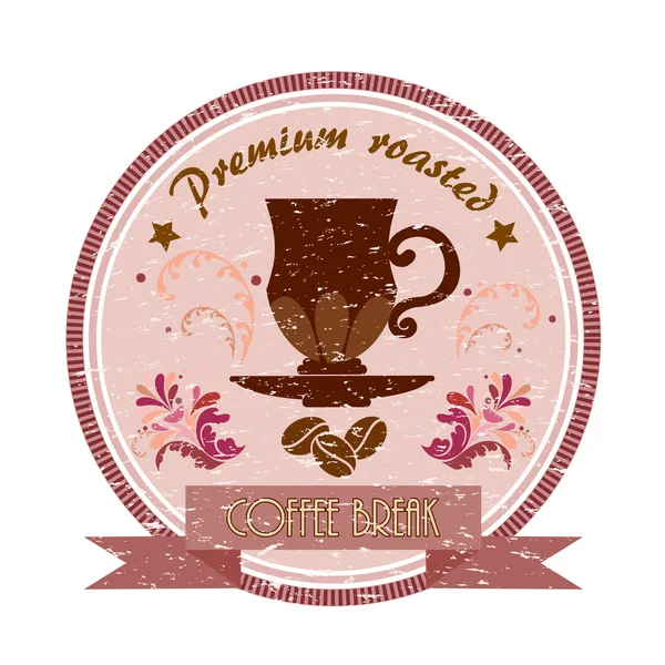 Vintage kaffe badge — Stock vektor