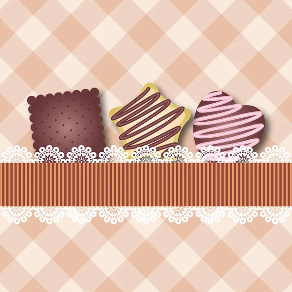 Carte rose avec cookies — Image vectorielle