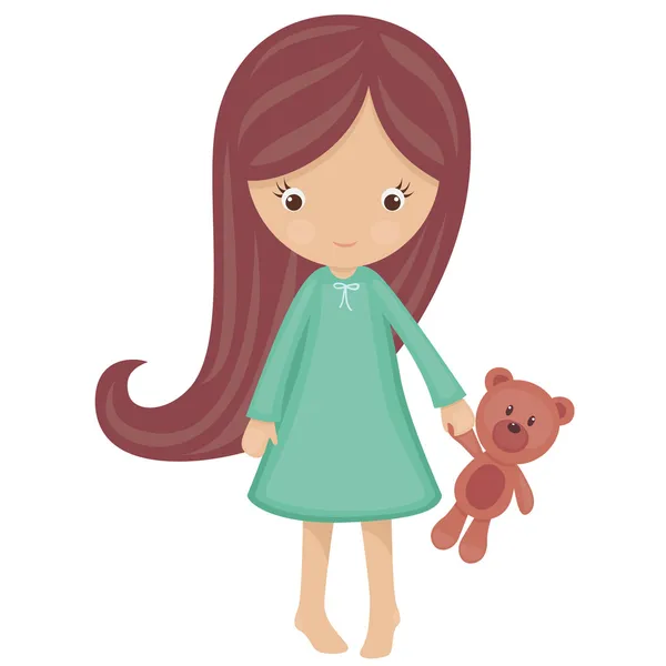 Niña en pijama — Vector de stock