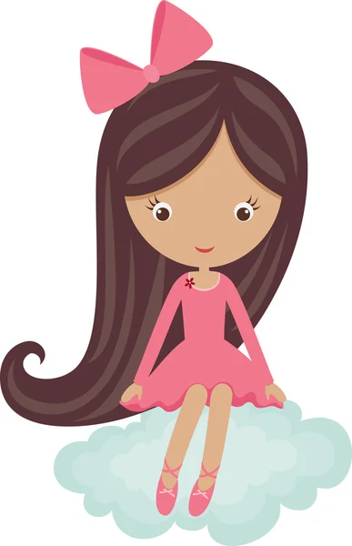 Little girl sitting on a cloud — Stock Vector