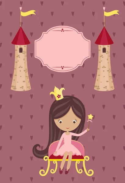 Petite princesse mignonne sur fond violet — Image vectorielle