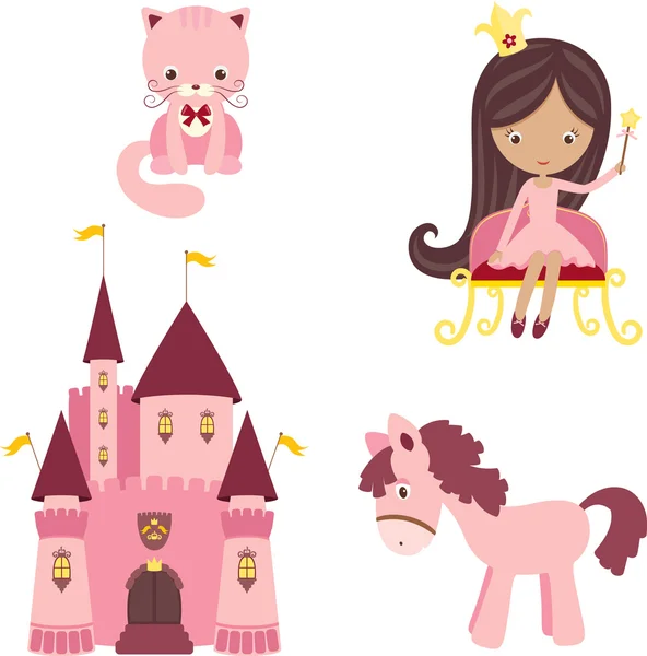 Pink princess design elements — Stock Vector