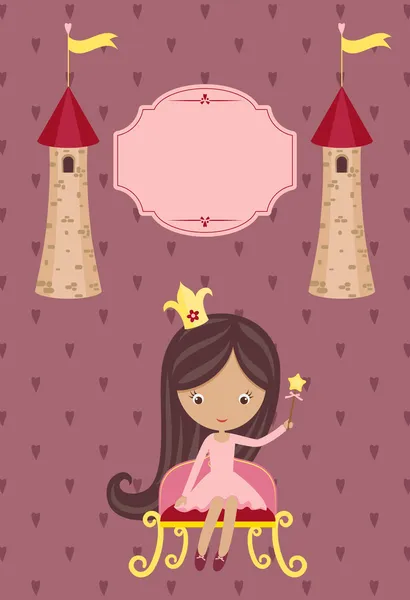 Cute little princess on purple background Royalty Free Stock Vectors