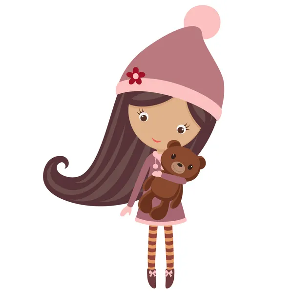 Linda chica en invierno — Vector de stock