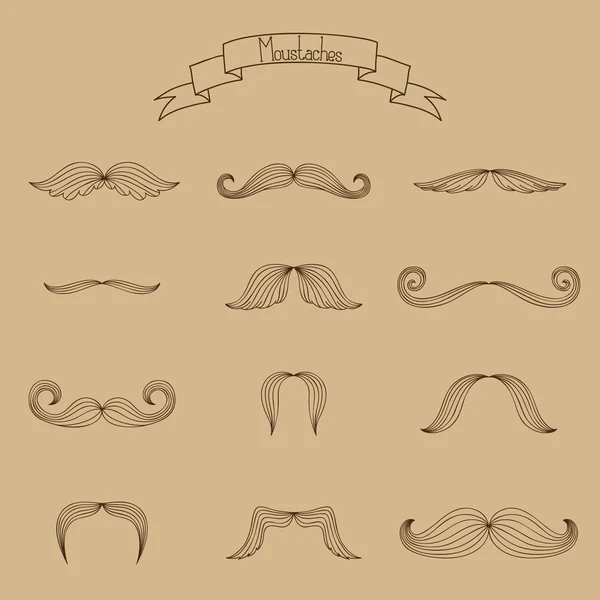 Mustaches vector colección dibujada a mano — Vector de stock