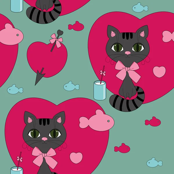 猫とのシームレスな壁紙 — ストックベクタ