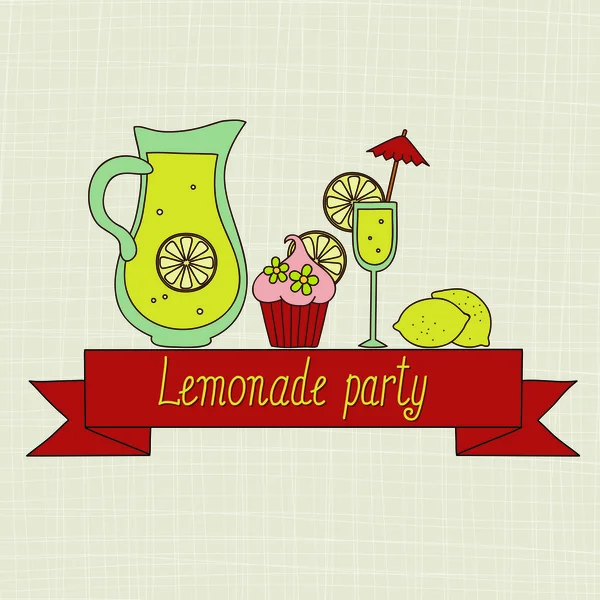 Lemonade party vector retro invitation — Stock Vector