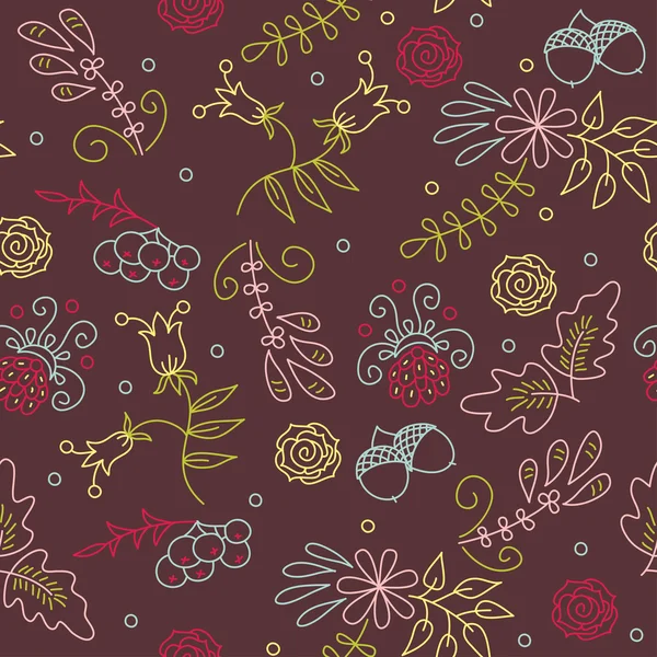 Fondo de pantalla dibujado a mano floral sin costuras — Vector de stock