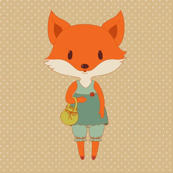 Retro fashion fox — Stock Vector