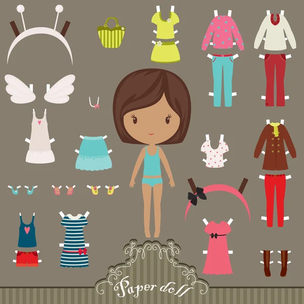 Paper doll outfits — Stock Vector