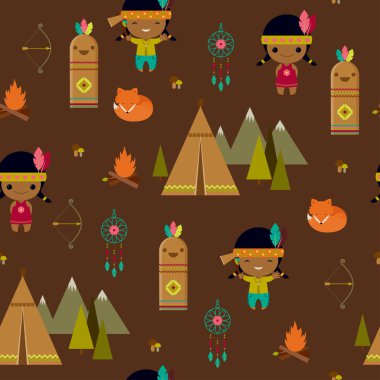 Indiaanse clipart naadloze achtergrond