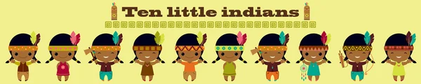 Dez índios. Creche rima canção ilustração — Vetor de Stock