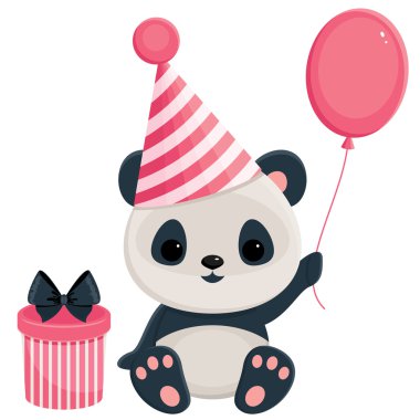 Doğum panda hediye kutusu ve balon