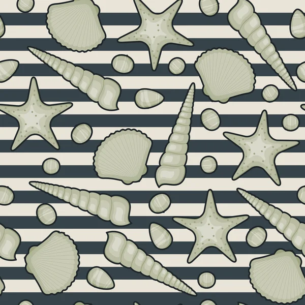 貝殻のシームレスな壁紙 — ストックベクタ