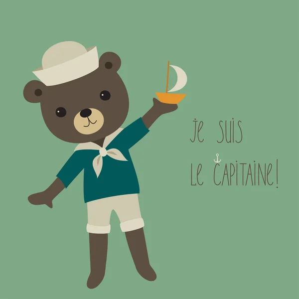 Petit ours capitaine — Image vectorielle