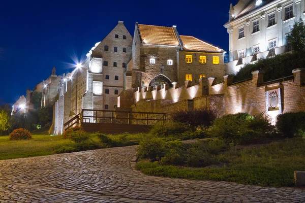 Water gate in Grudziadz city at night — Stock Photo, Image