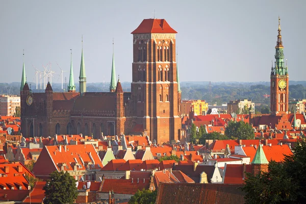 Panorama Starego Miasta Gdańska z zabytkowych budynków — Zdjęcie stockowe