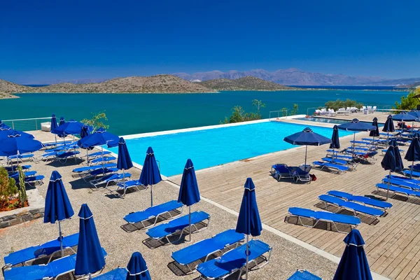 Blue swimming pool at Mirabello Bay — Stock Photo, Image