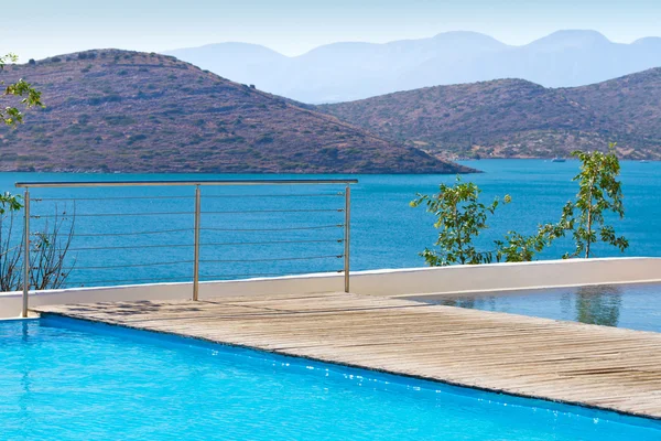 Blue swimming pool at Mirabello Bay — Stock Photo, Image