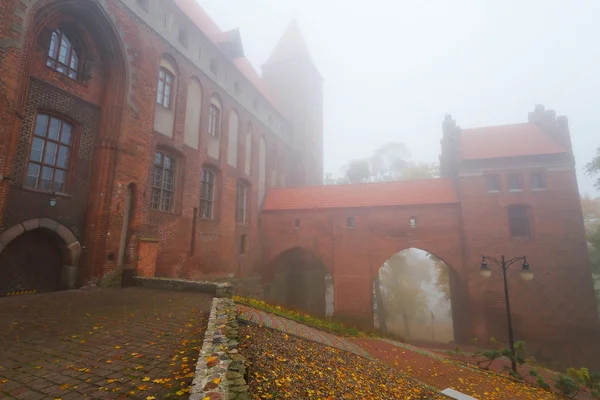 Nebelschwaden der Burg und der Kathedrale von Kwidzyn — Stockfoto