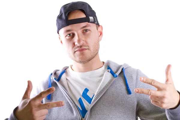 Portrait of young man in sport hat — Stock Photo, Image