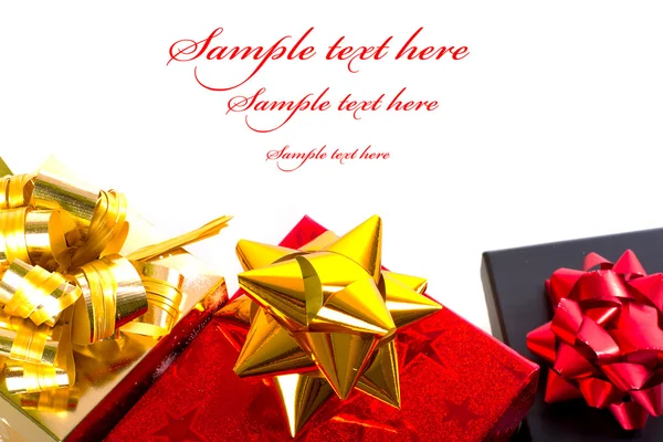 Christmas gift boxes with sample text — Stock Photo, Image