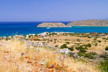 Girit adasında spinalonga Mirabello Körfez Manzaralı