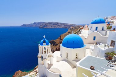 mavi ve beyaz santorini oia Köyü Kilisesi
