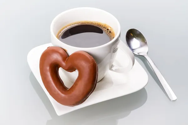 Mézeskalács szív kávé — Stock Fotó