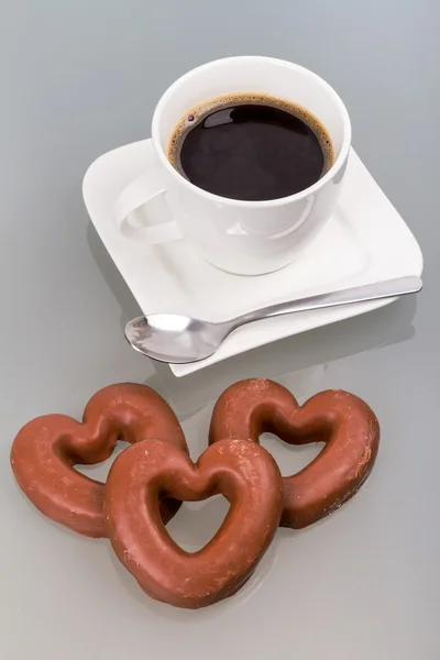 Pepparkakor hjärta med kaffe — Stockfoto