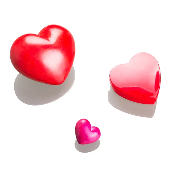 Rode harten voor Valentijnskaarten — Stockfoto