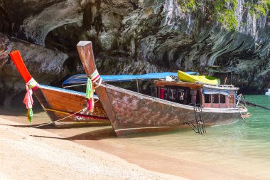 Long tail boats on Phang Nga Bay clipart