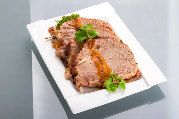 Slices of homemade roast pork — Stock Photo, Image
