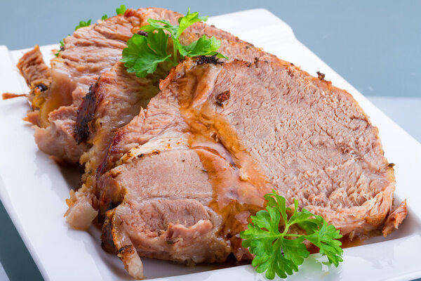 Slices of homemade roast pork