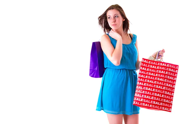 Bella ragazza con borse della spesa — Foto Stock