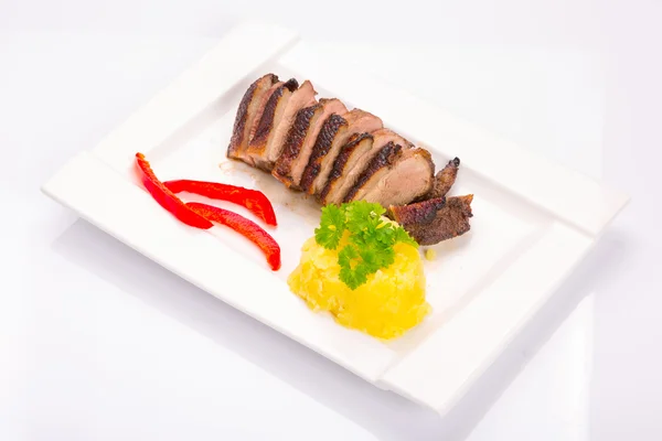 Roasted duck breast with potatoes — Stock Photo, Image