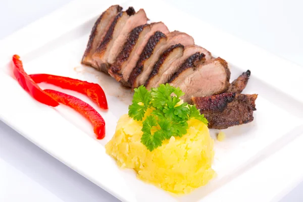 Roasted duck breast with potatoes — Stock Photo, Image