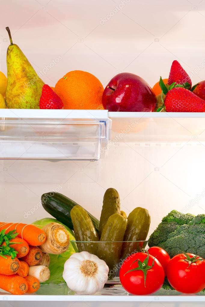 Fridge full of fruits and vegetables — Stock Photo © Patryk_Kosmider