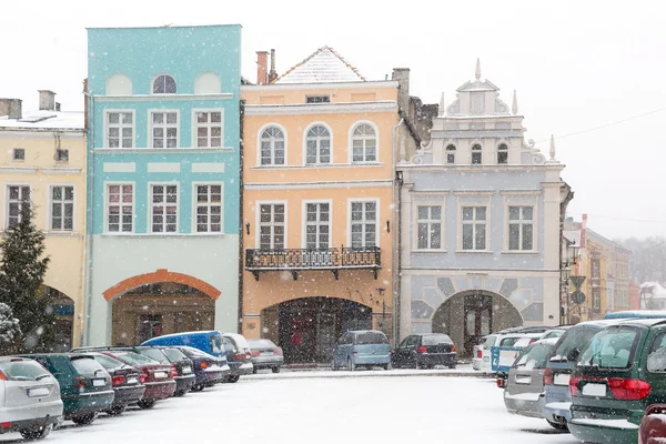 Δρόμους της πόλης gniew στο χειμωνιάτικο τοπίο — Φωτογραφία Αρχείου