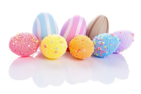 Colorful Easter eggs over white background — Stock Photo, Image