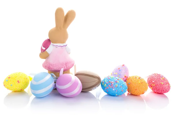Colorful Easter eggs with bunny Stock Image